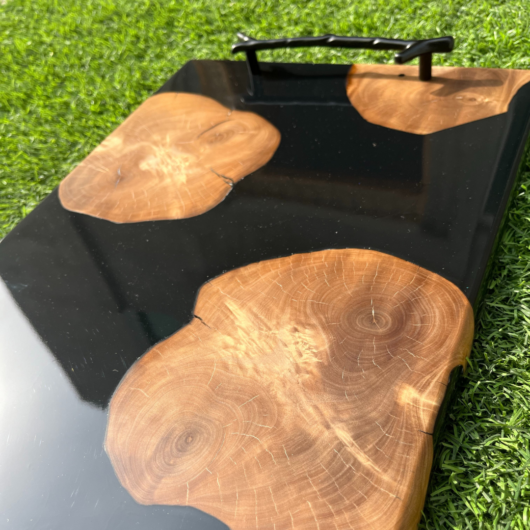 Matte Black Olive Wood Tray