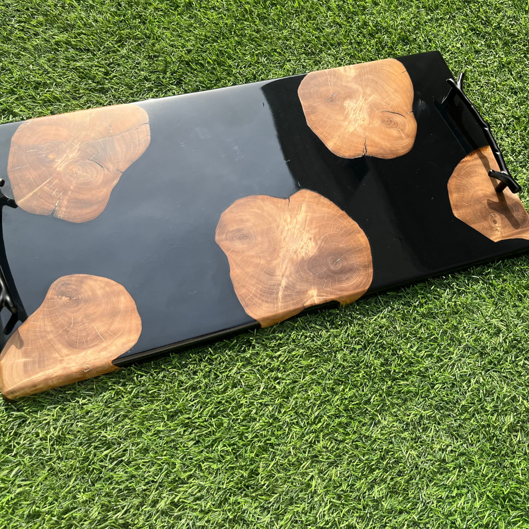 Matte Black Olive Wood Tray