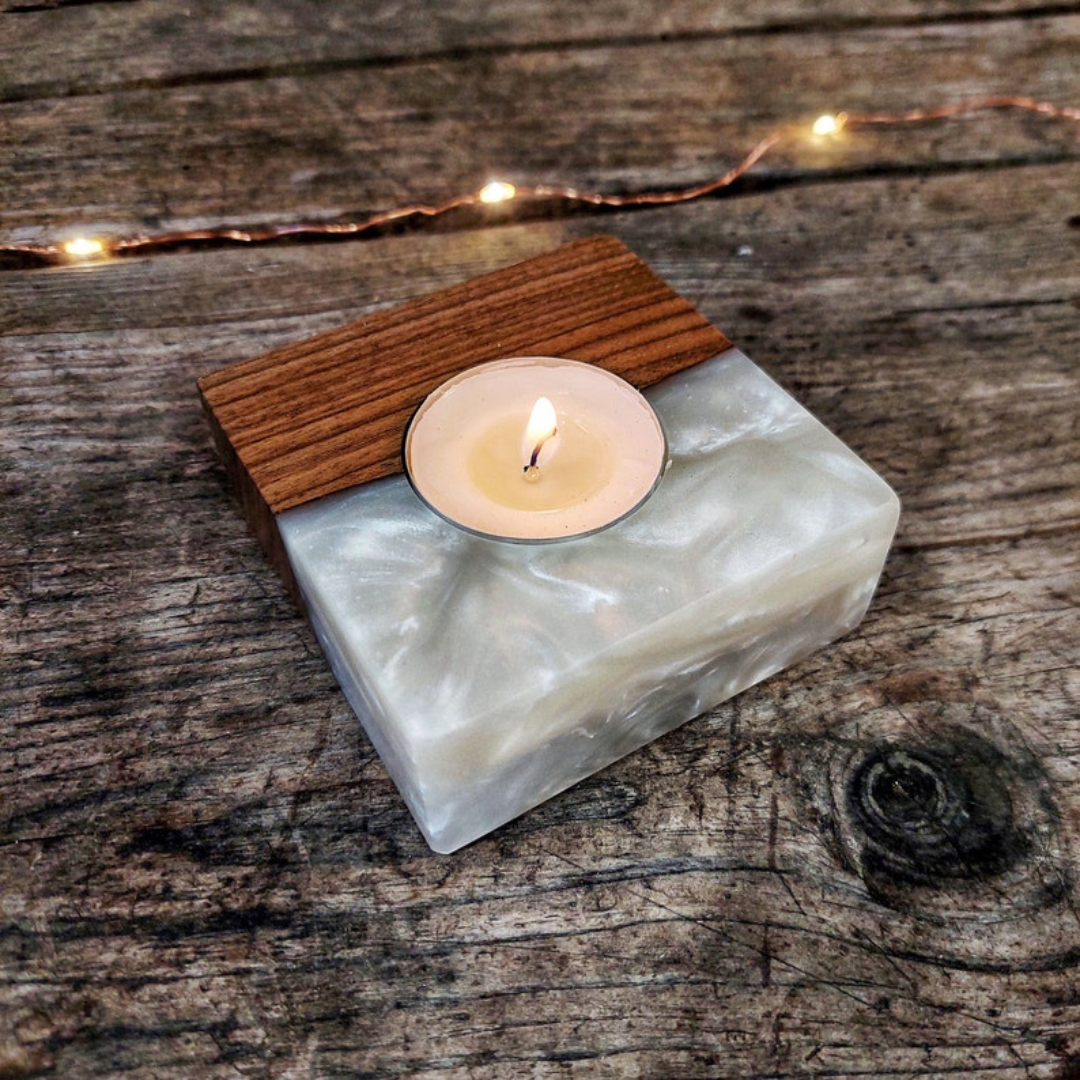 Walnut Epoxy Tea Light Holder