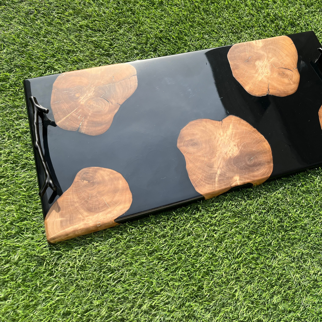 Matte Black Olive Wood Tray