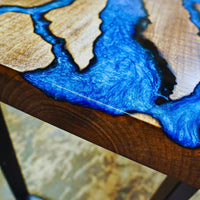 Acacia wood blue crystal clear Epoxy Console Table thumbnail