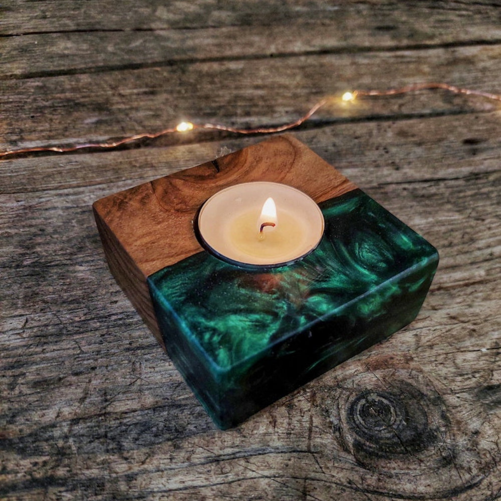 Walnut Epoxy Tea Light Holder