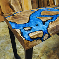 Acacia wood blue crystal clear Epoxy Console Table thumbnail