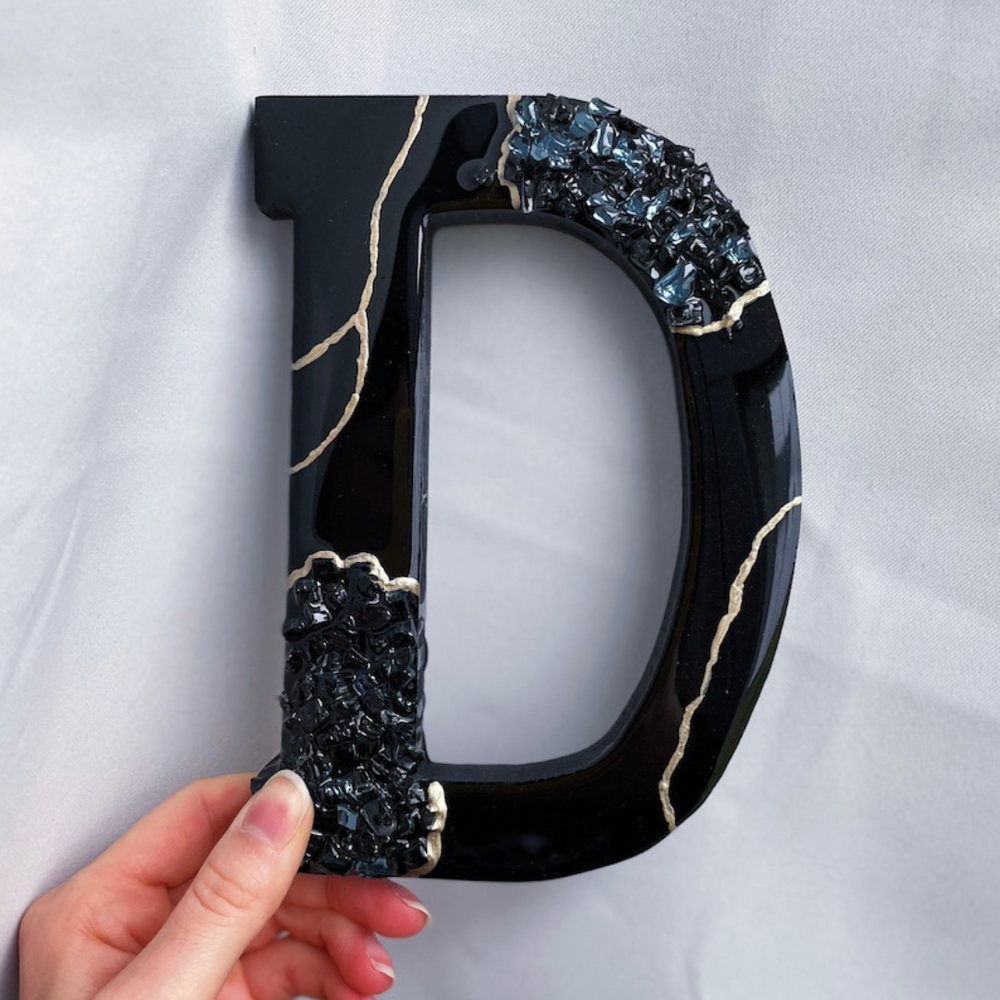 Moonstone Black&White Geode Resin Letters