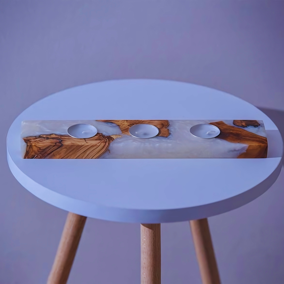 Epoxy and olive wood Tealight Holder