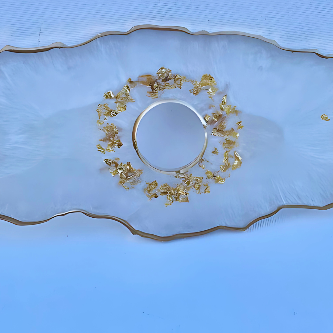 Moonstone White/Black Epoxy Wine Glass Holder