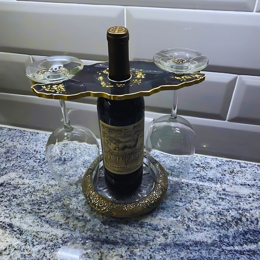 Moonstone White/Black Epoxy Wine Glass Holder