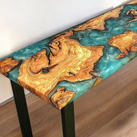Epoxy And Wood River Console Table thumbnail