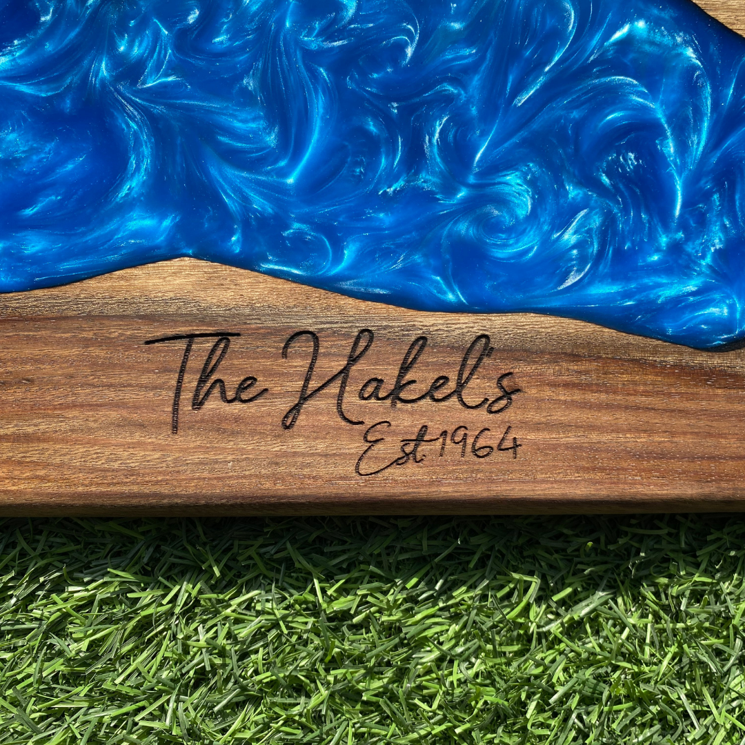 Engraved Blue Resin River Board