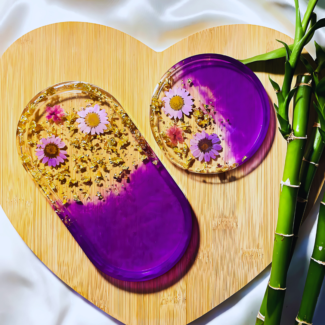 Floral Purple Resin Tray