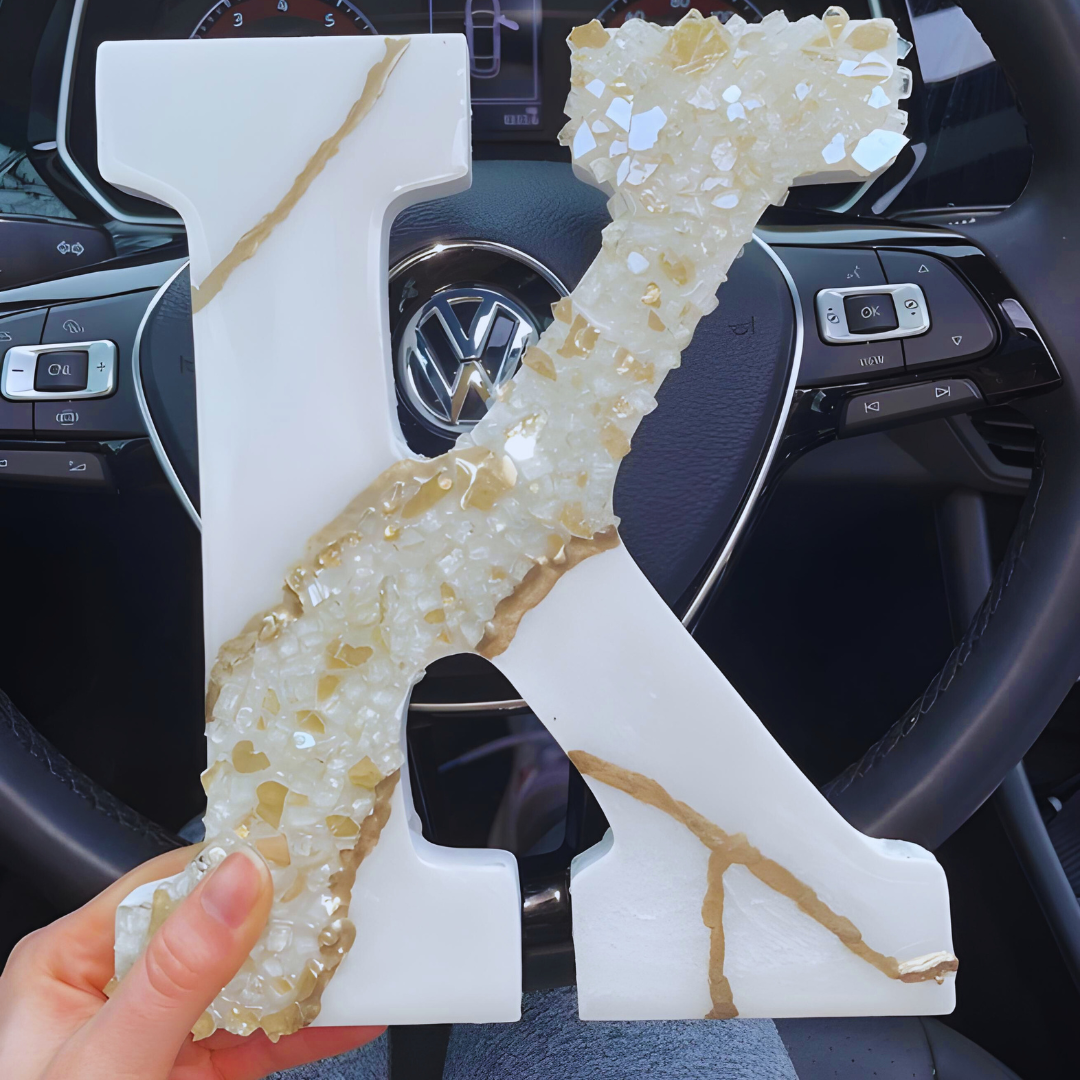 Moonstone Black&White Geode Resin Letters