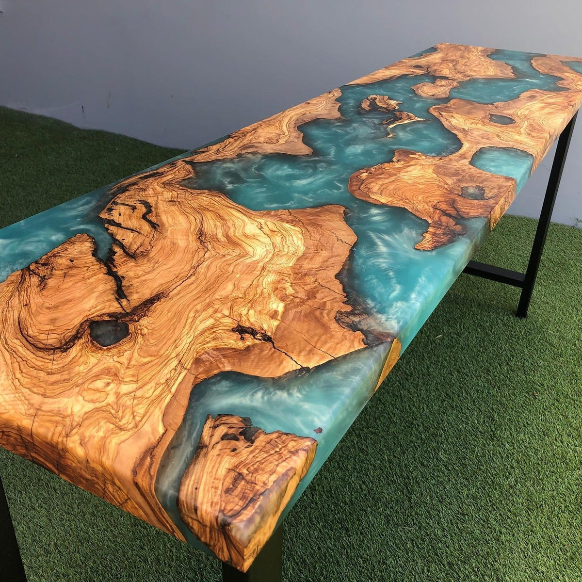 Epoxy And Wood River Console Table