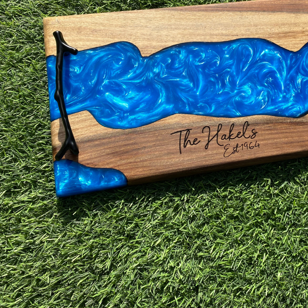 Engraved Blue Resin River Board