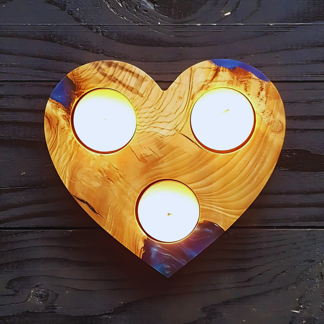 Heart shaped Epoxy Tea Light Holder