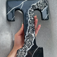 Moonstone Black&White Geode Resin Letters thumbnail