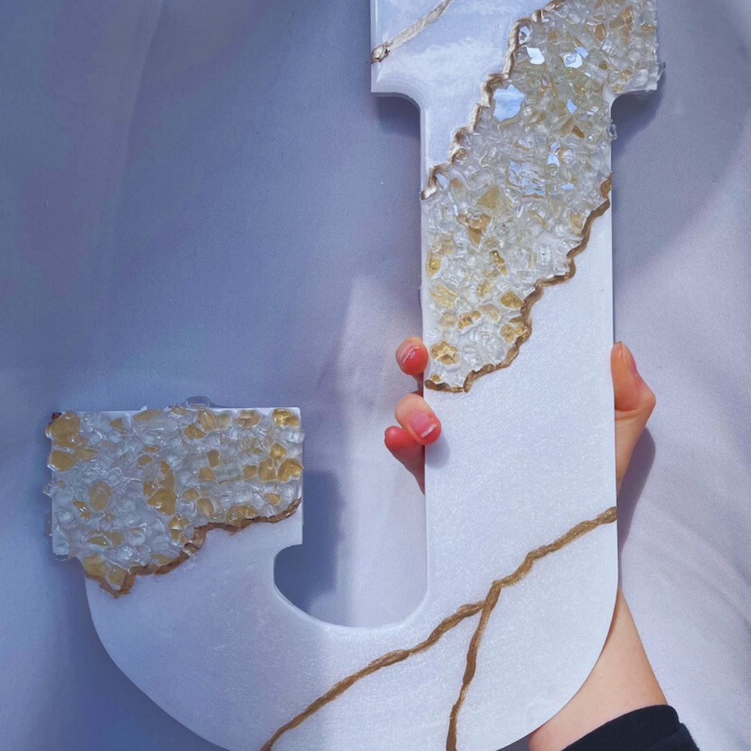 Moonstone Black&White Geode Resin Letters