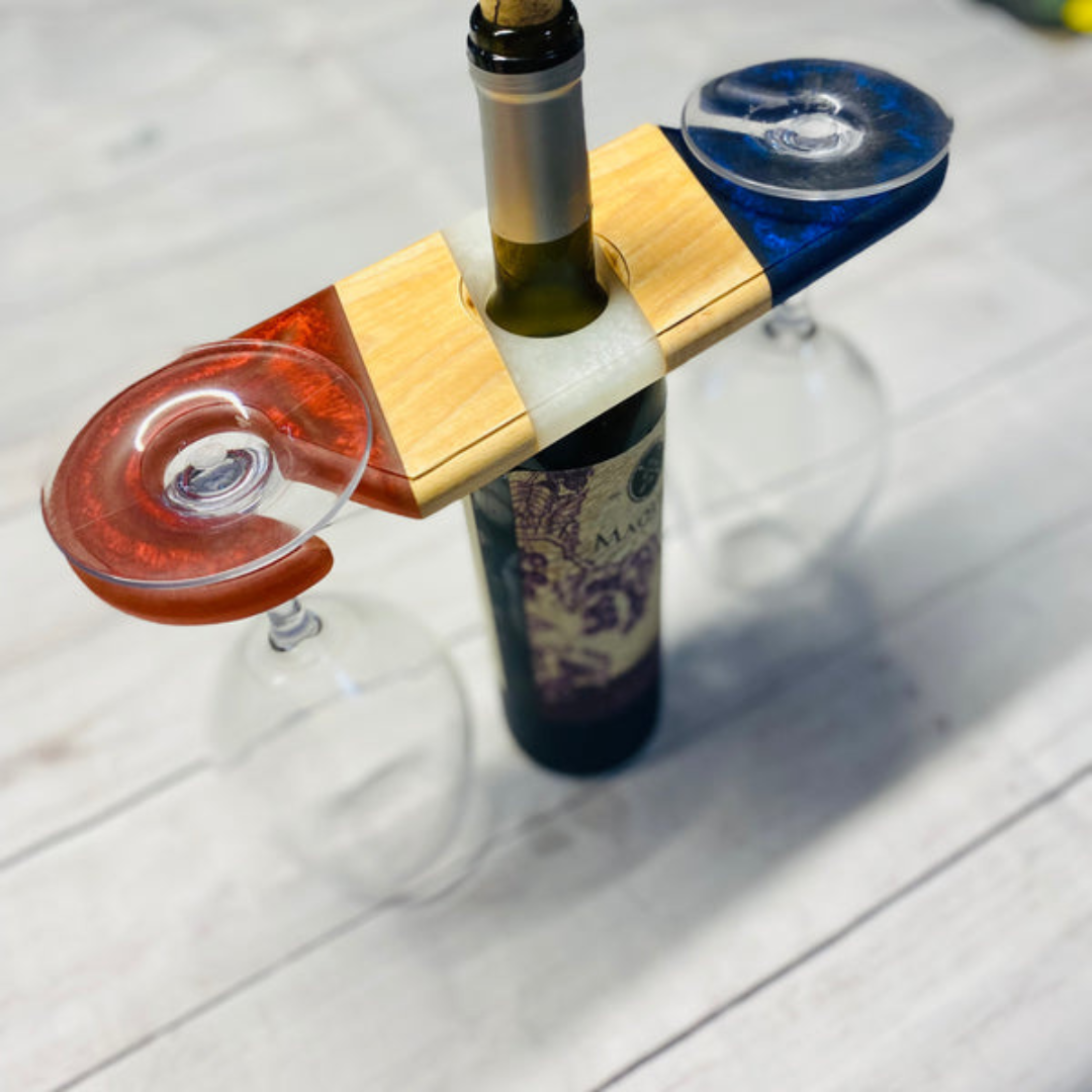 Handmade Wood Resin Wine caddy