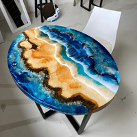 Oval Living Room Table with Blue Epoxy thumbnail