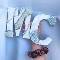 Moonstone Black&White Geode Resin Letters thumbnail