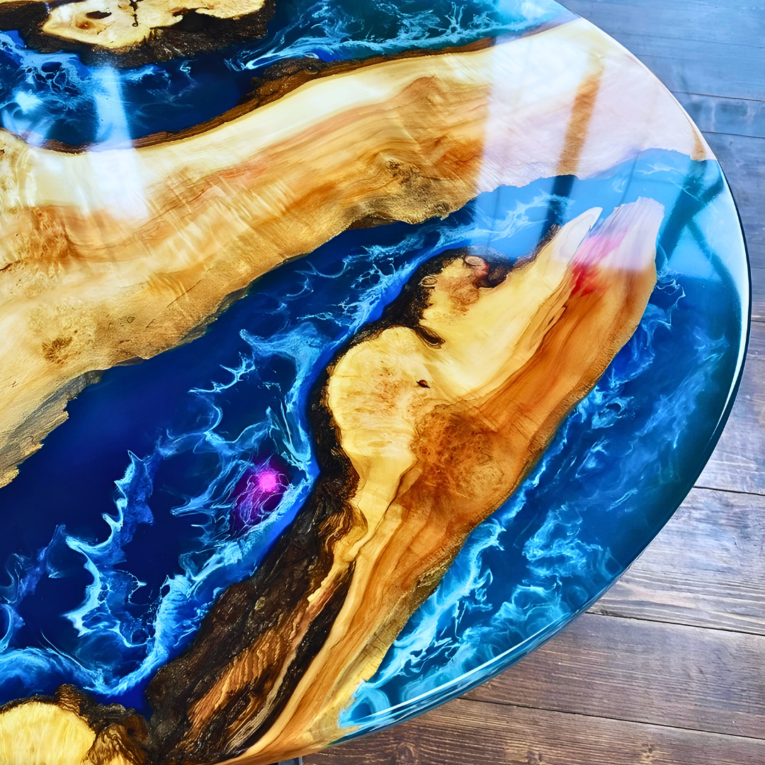 EPOXY Round Live Edge Dining Table