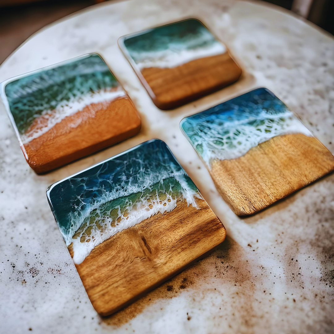 Ocean Drift Epoxy Coasters