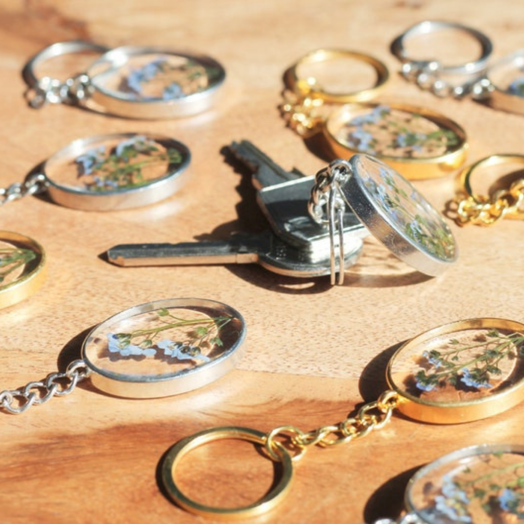Real forget-me-nots Epoxy Keyrings