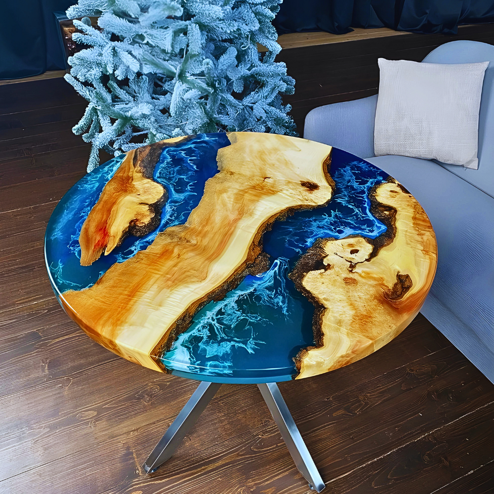 EPOXY Round Live Edge Dining Table