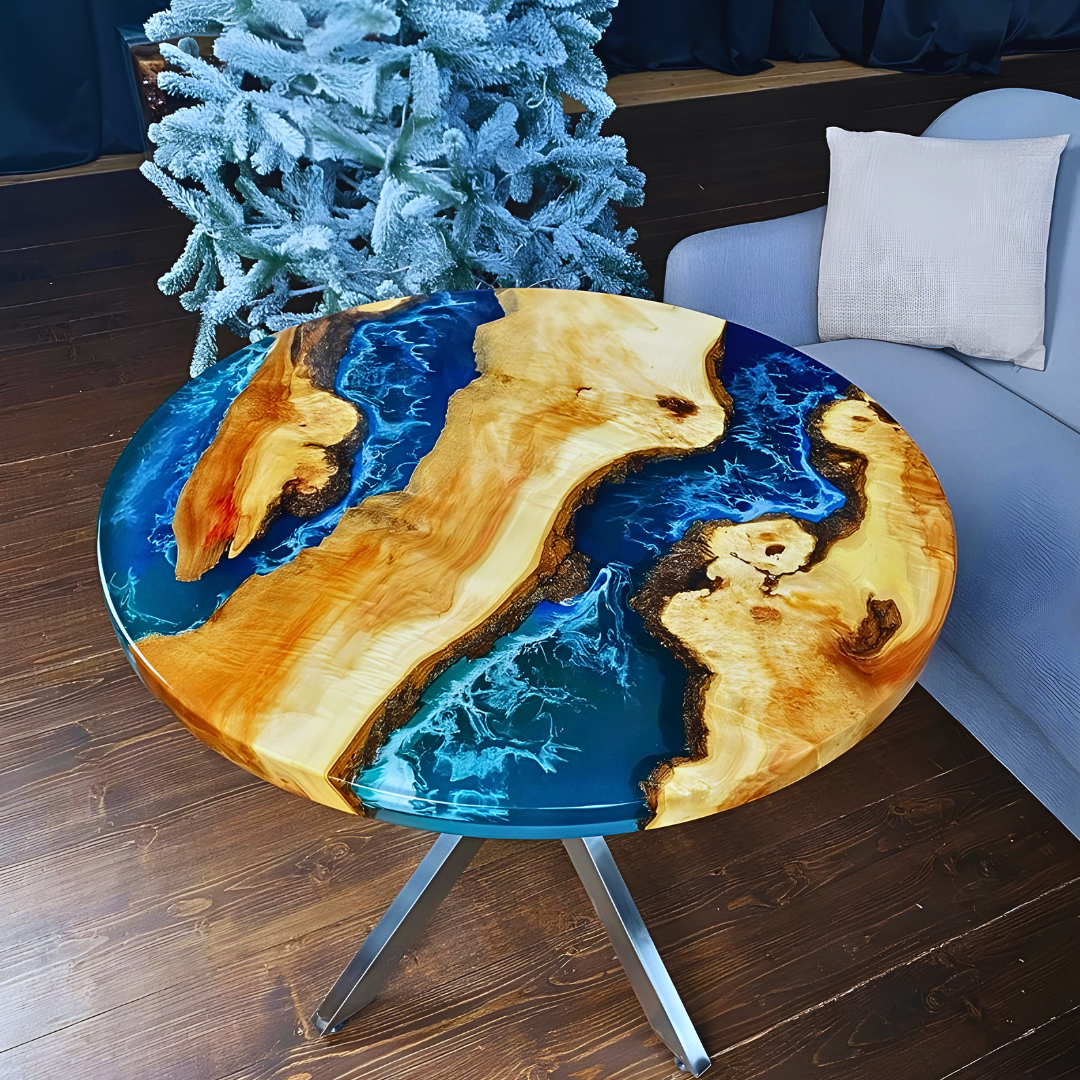 EPOXY Round Live Edge Dining Table