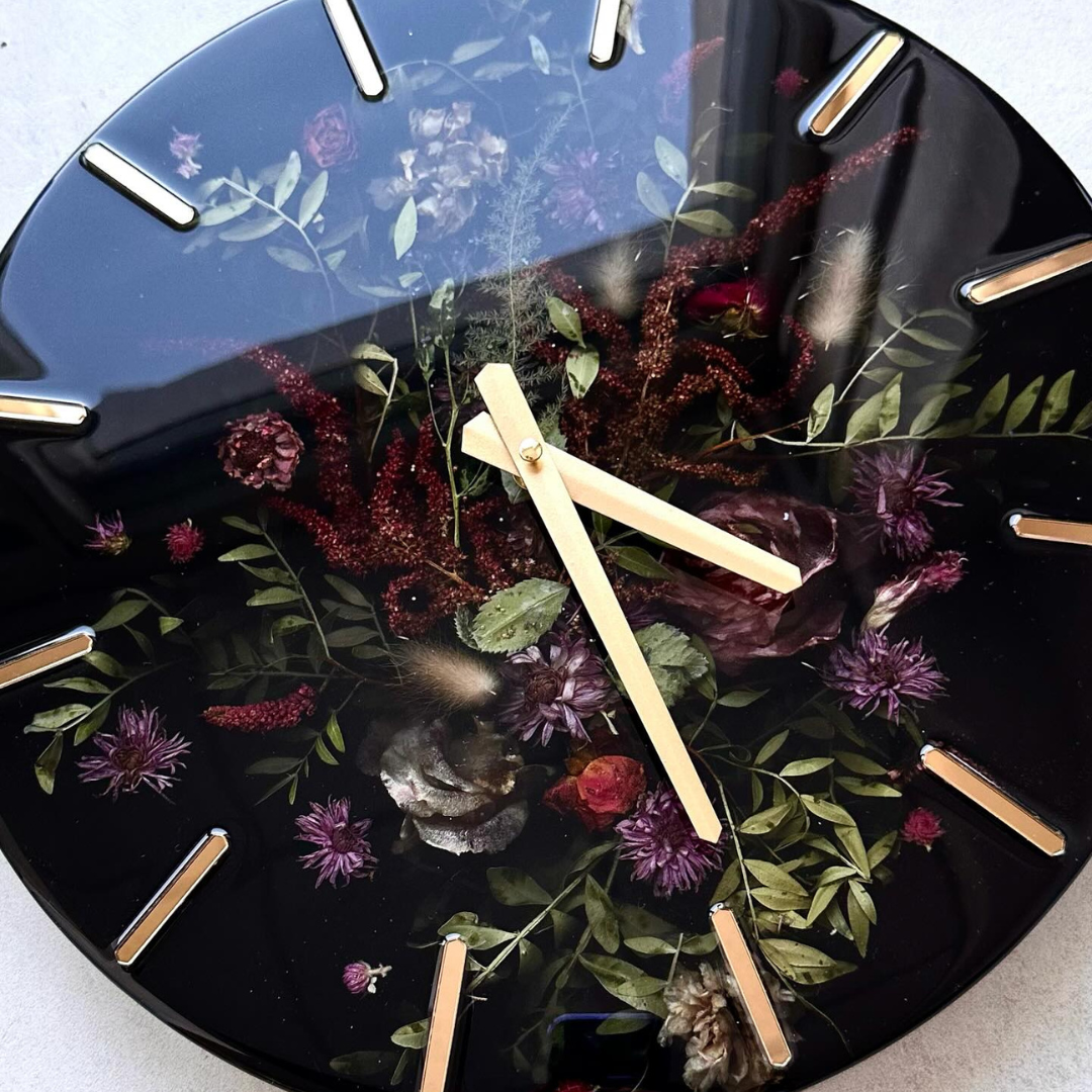 Floral Fusion Epoxy Resin Clocks