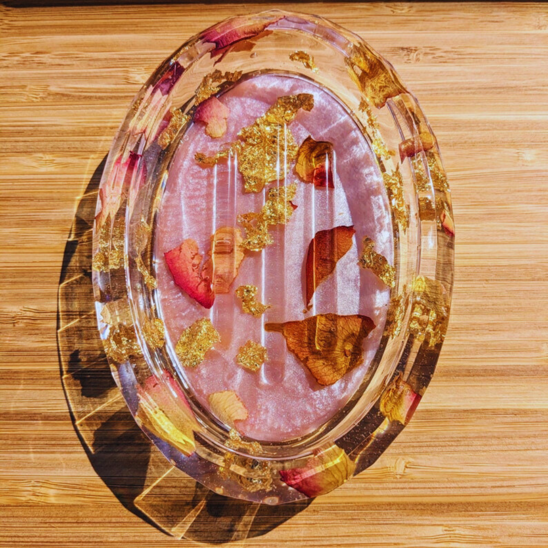 Dried Rose Petal Resin Soap Dish