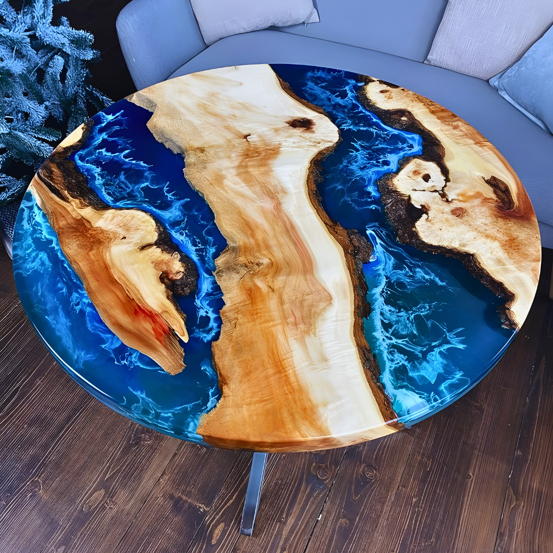 EPOXY Round Live Edge Dining Table