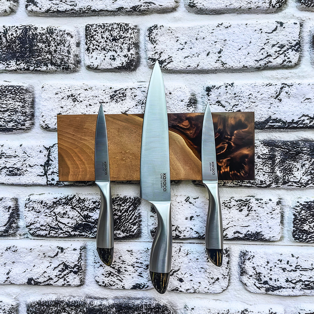 Brown Resin & Wood Magnetic Knife Holder