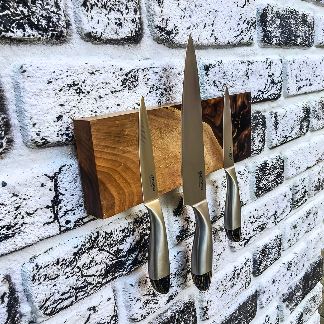 Brown Resin & Wood Magnetic Knife Holder