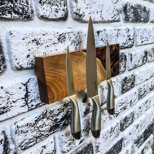 Brown Resin & Wood Magnetic Knife Holder
