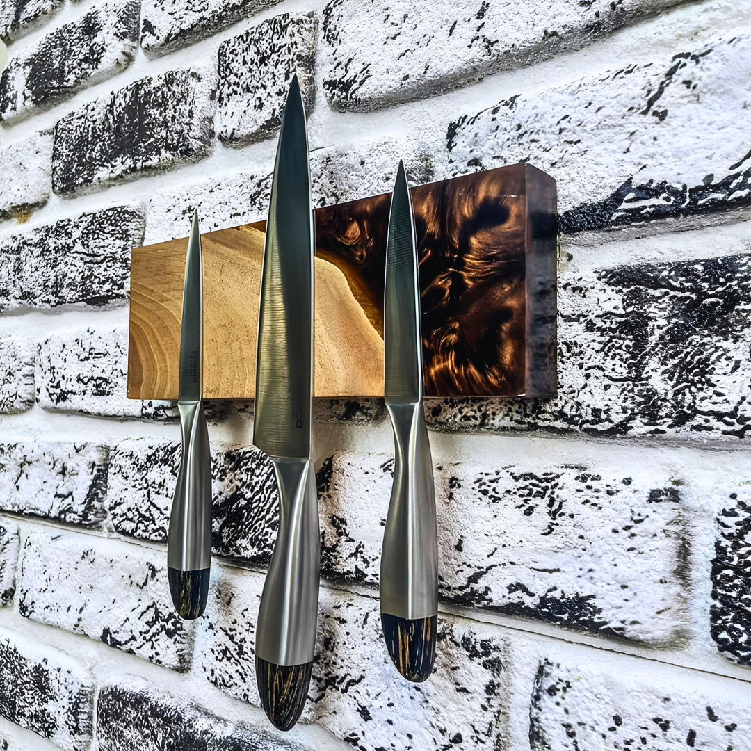 Brown Resin & Wood Magnetic Knife Holder