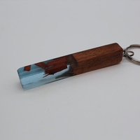Blue Resin Wood chunk Keychains thumbnail
