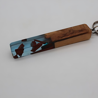 Blue Resin Wood chunk Keychains thumbnail