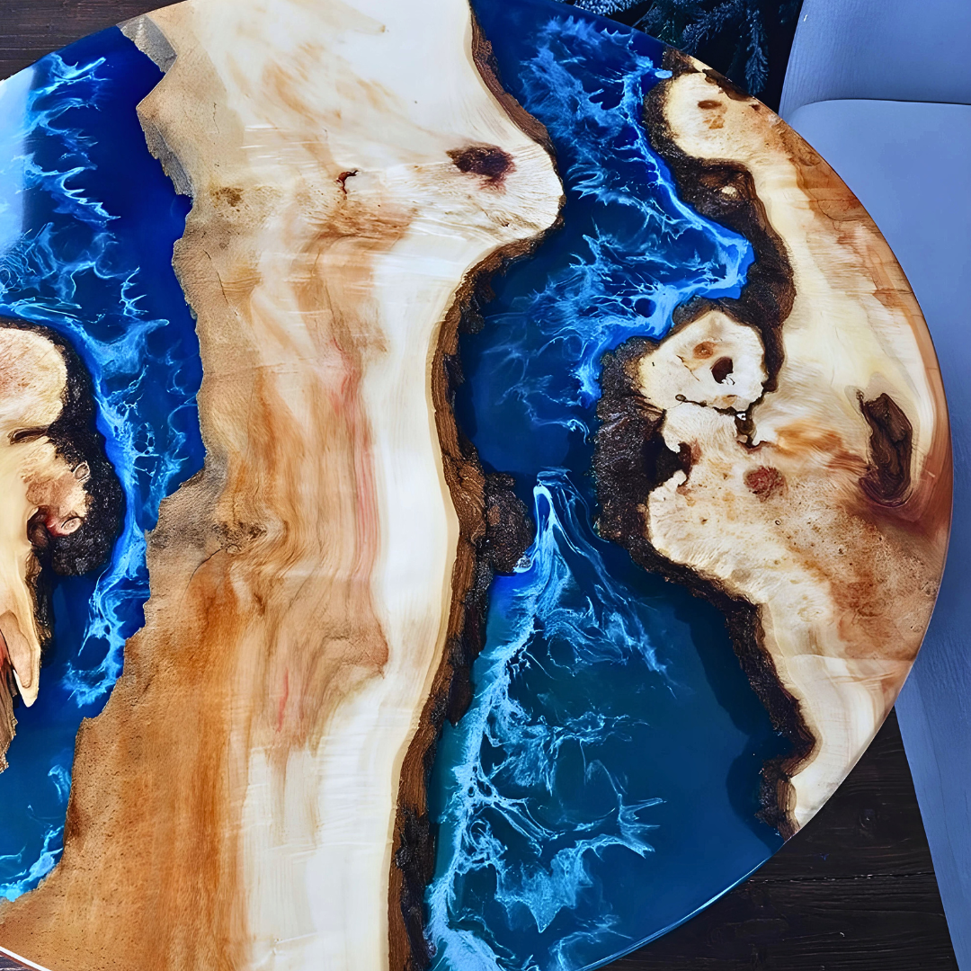 EPOXY Round Live Edge Dining Table