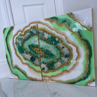 white/Green Epoxy Geode Wall Decor thumbnail