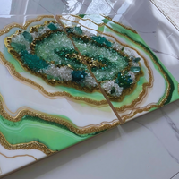 white/Green Epoxy Geode Wall Decor thumbnail