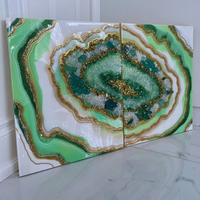 white/Green Epoxy Geode Wall Decor thumbnail