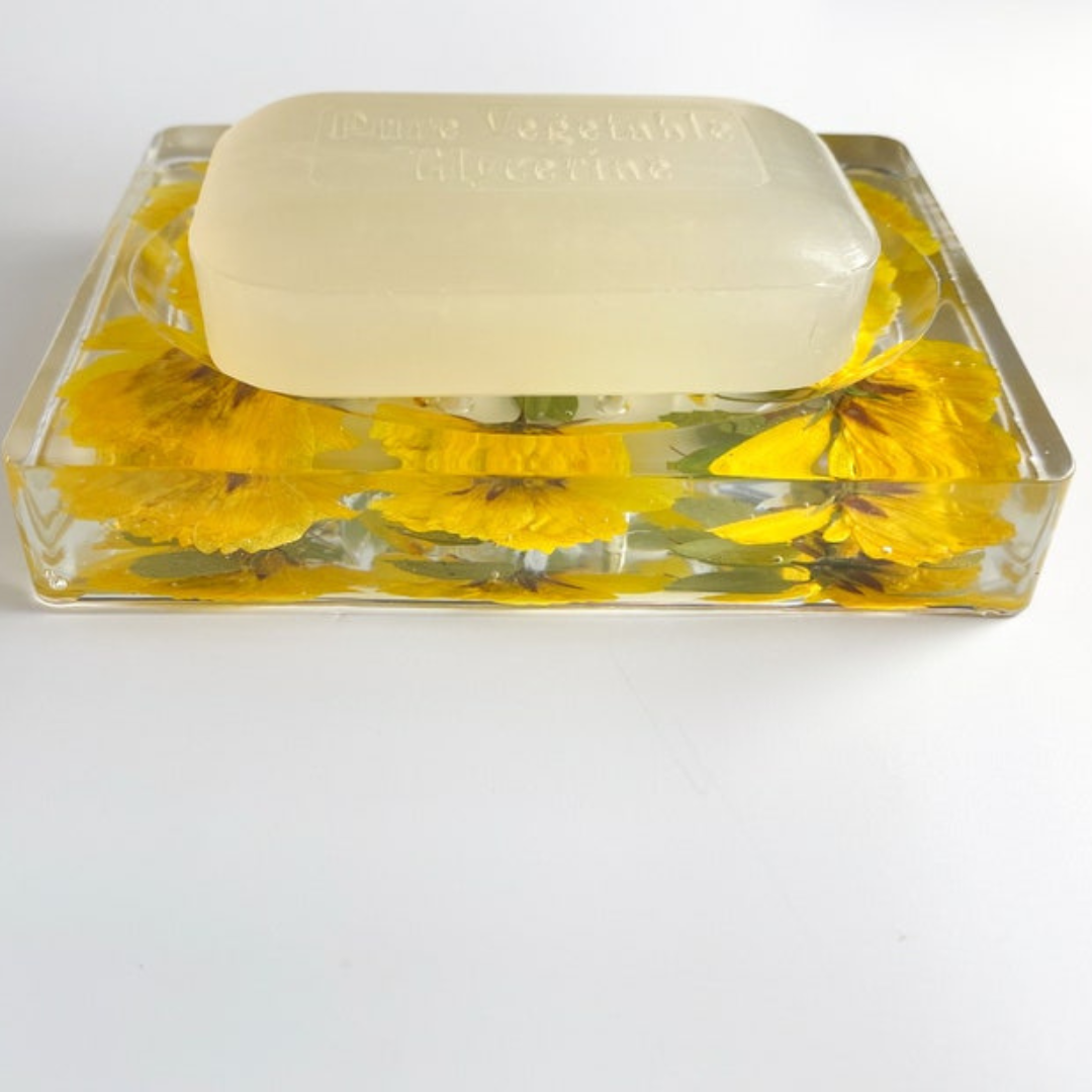 Lemon Yellow, Resin Soap tray with drain