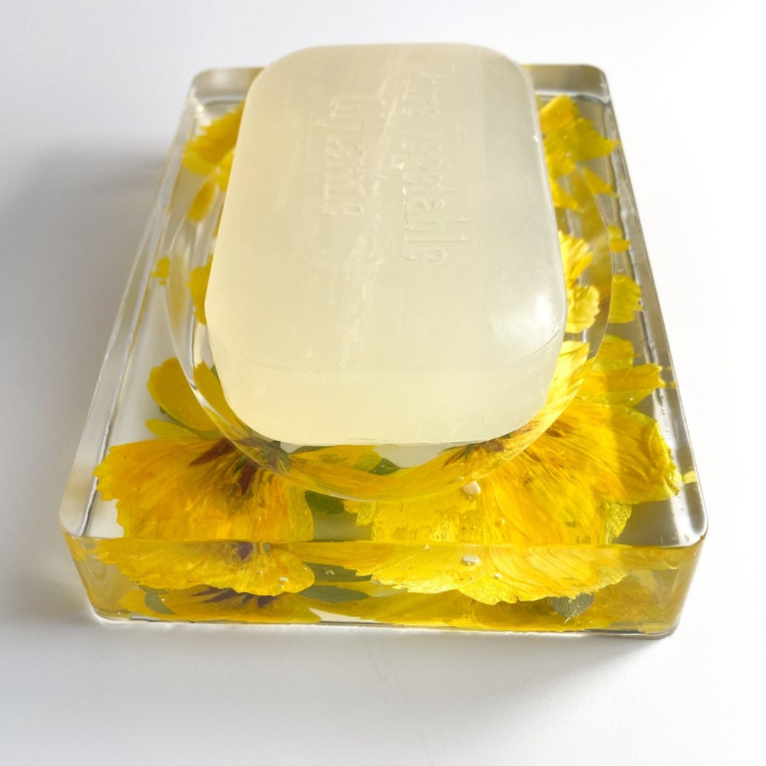 Lemon Yellow, Resin Soap tray with drain