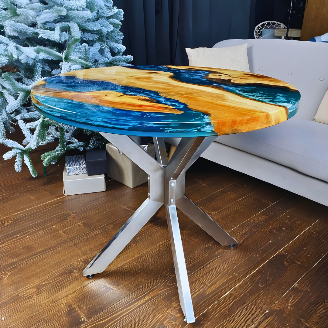 EPOXY Round Live Edge Dining Table