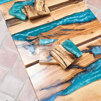 Epoxy resin and olive wood coasters thumbnail