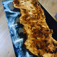 Resin Waterfall Long Table with Matel legs thumbnail