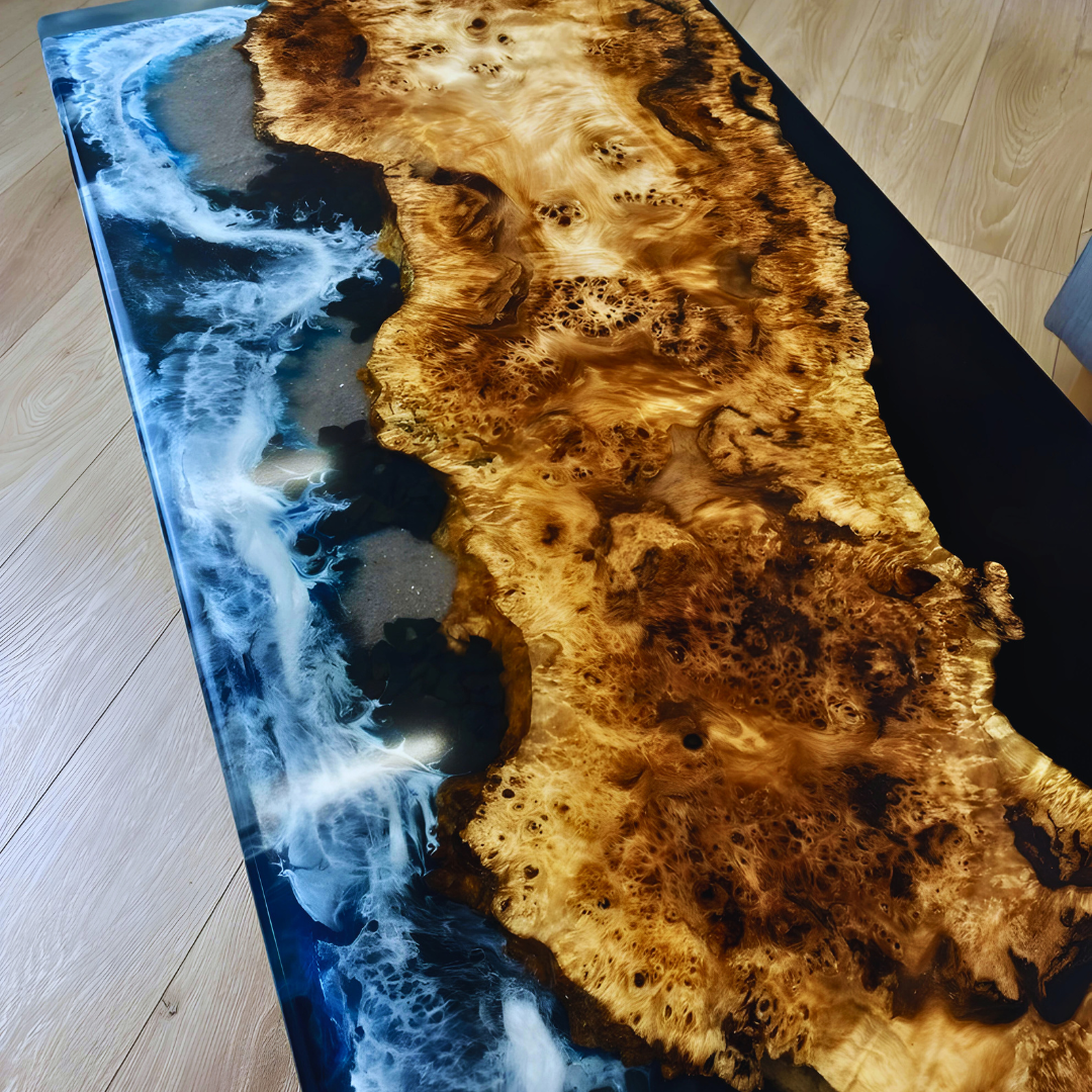 Resin Waterfall Long Table with Matel legs