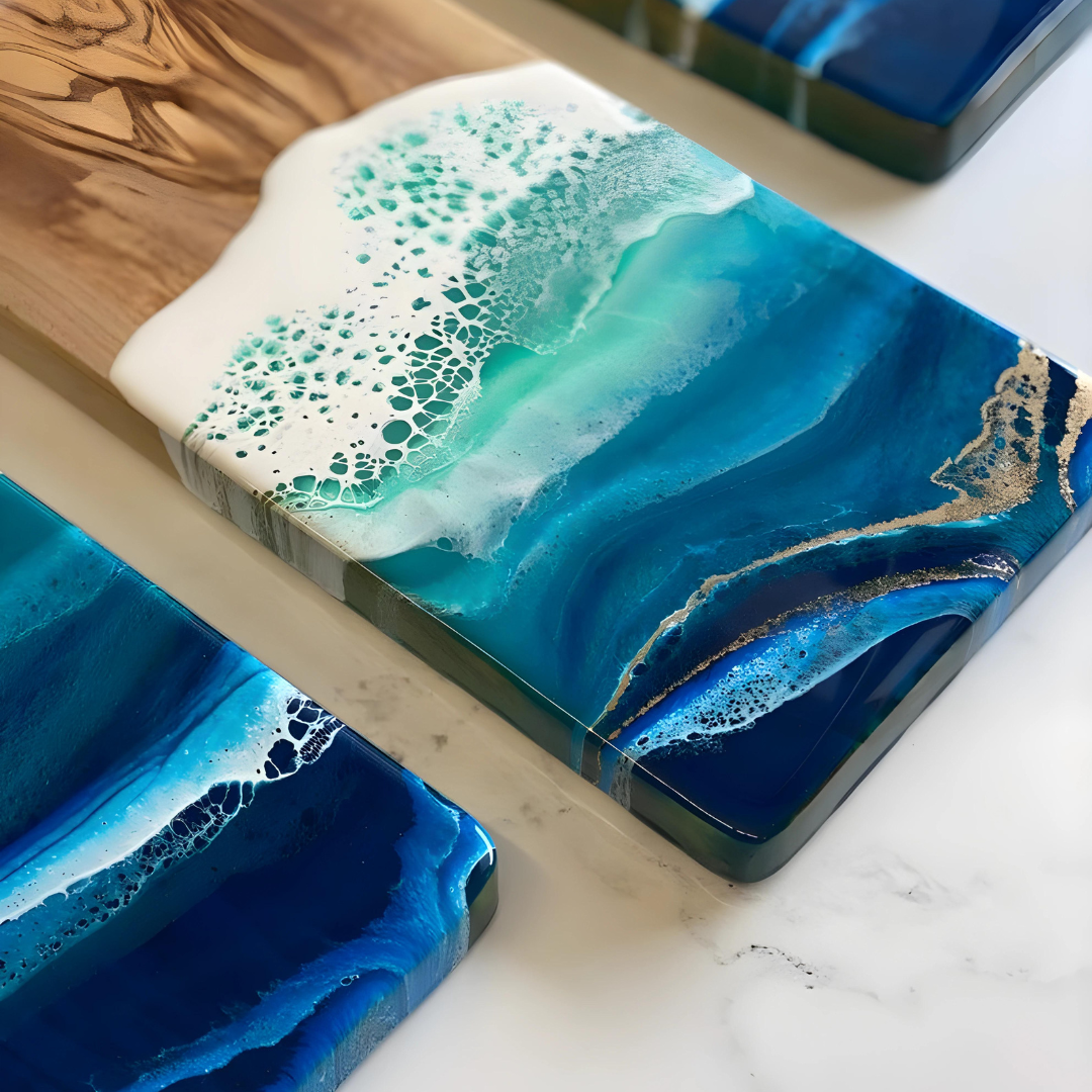 Epoxy Beach theme Serving Boards
