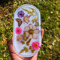Multi Floral White Resin Jewelry Tray thumbnail