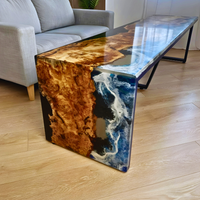 Resin Waterfall Long Table with Matel legs thumbnail